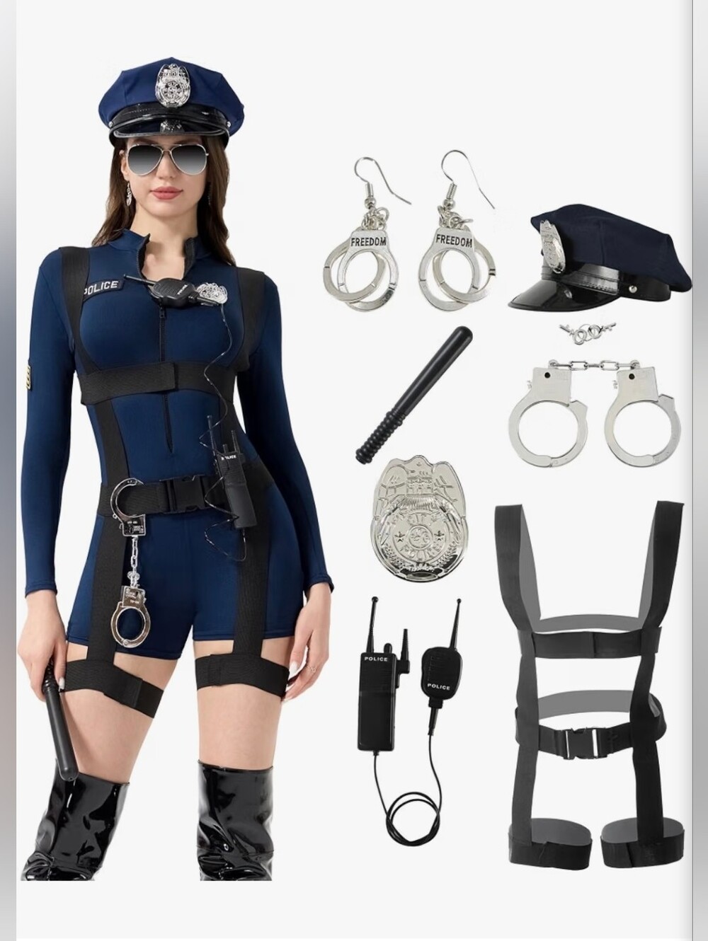 Women's Police Officer Costume | 8 Piece Set | Size Medium | NEW WITH TAGS |